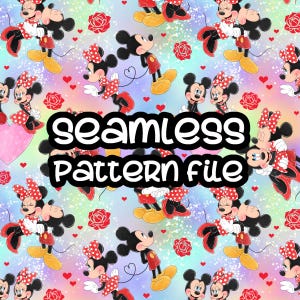 Minnie Mickey Mouse Seamless Pattern, Mickey Mouse and Friends Digital Paper Background Download JPG