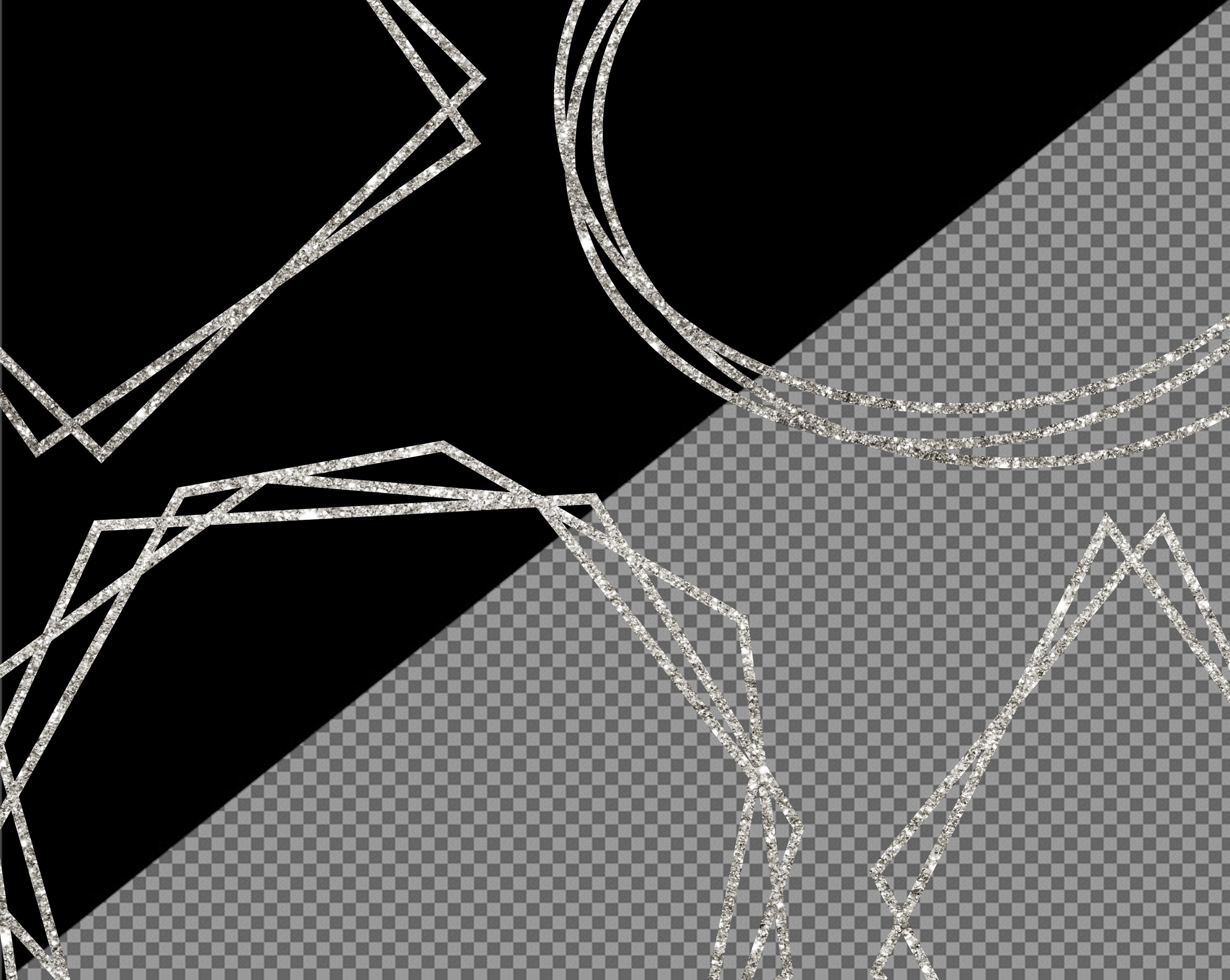 Silver Polygonal Frames Clipart, Silver Glitter Geometric Frame, Silver ...