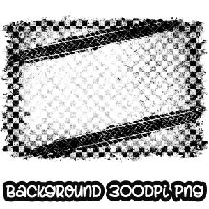 Background Checkered Flag With White Affect Tire Tracks Racing Distressed Grunge Splash Splatter Sublimation PNG