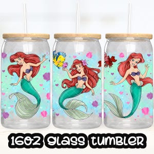 Princess Ariel Cup PNG File DIGITAL DOWNLOAD 16oz Glass Tumbler Design, 16oz Libby Cup Wrap