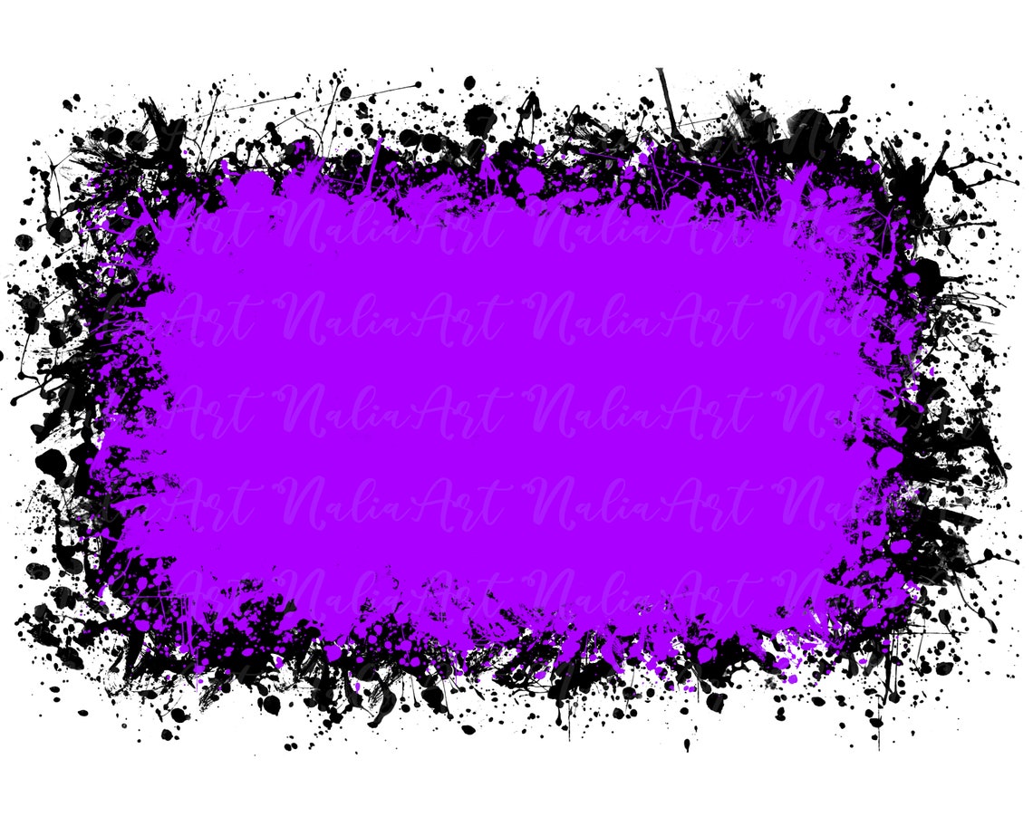 Background Paint Splatter Purple Black Splash Frame Splatter Background