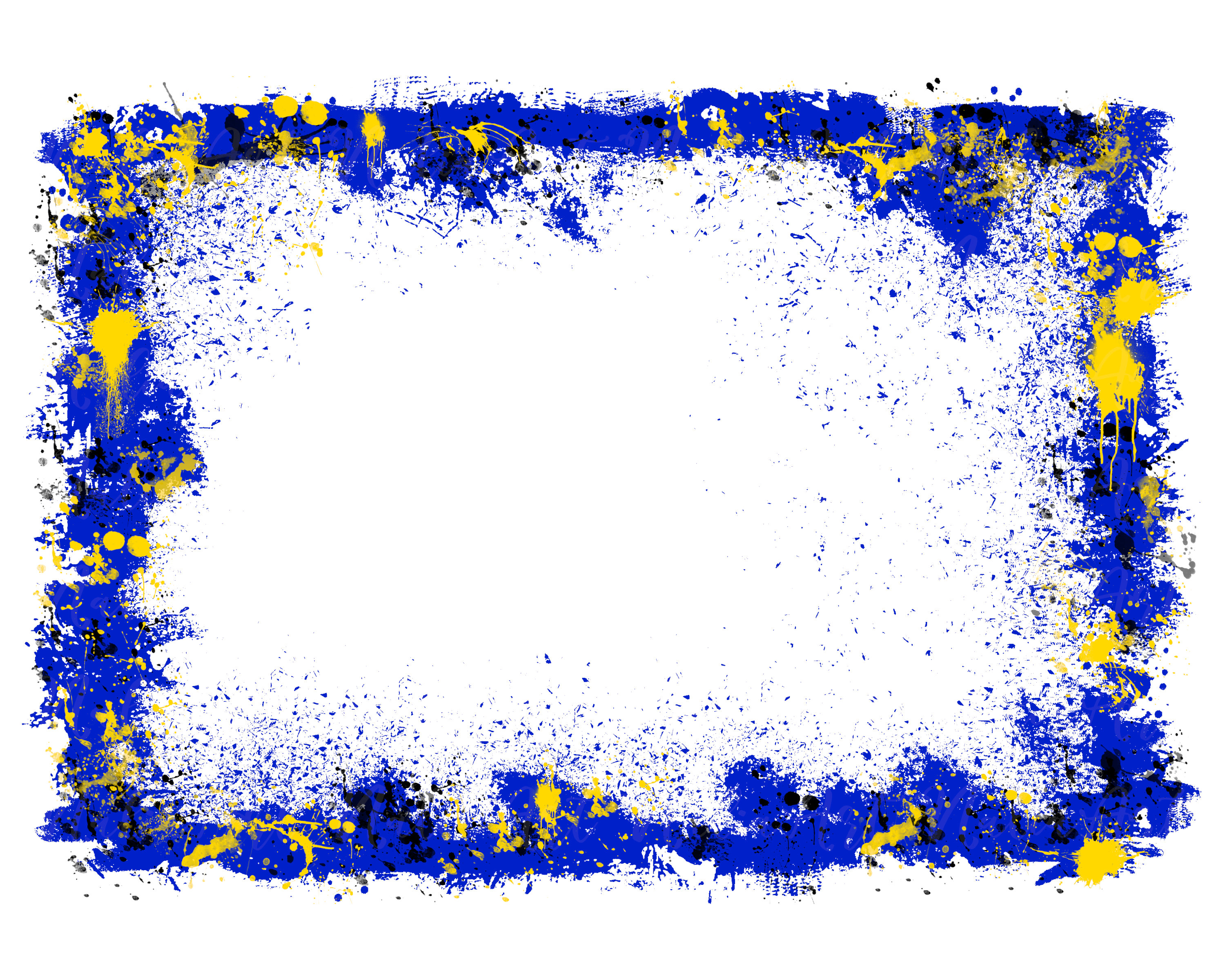 Frame Splatter Blue Yellow Background Printable Artwork Etsy