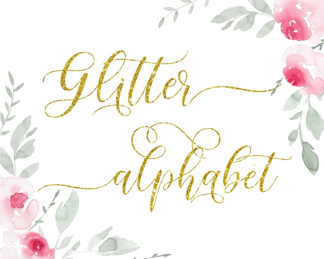 Gold Glitter Alphabet Clip Art, Gold Alphabet, Digital Clipart, Numbers