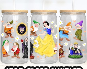 Anime Cartoon Princess Snow White Cup PNG File DIGITAL DOWNLOAD 16oz Glass Tumbler Design, 16oz Libby Cup Wrap