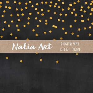 Digital paper Background Blackboard Glitter Confetti Gold, Confetti Clipart ,Invitation ,Party Confetti INSTANT DOWNLOAD