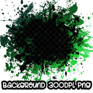 Achtergrond Verfspetters Groen Zwart | Spatlijst | Splatterachtergrond | Afdrukbaar kunstwerk I digitaal bestand | Sublimatie-png