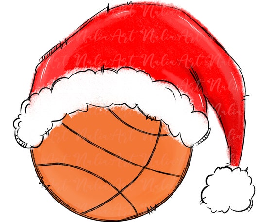 Basketball Santa Claus Hat Sublimation Design PNG christmas 