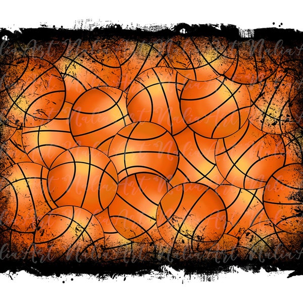 Background Basketball Grunge | Distressed Print Basketball Splash Frame | Splatter Background | Sport Background | Sublimation PNG