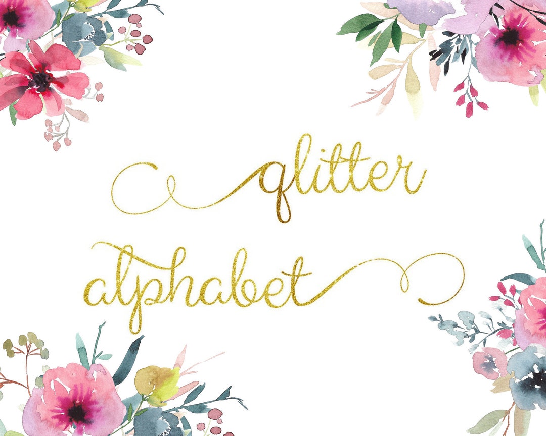 Gold Glitter Alphabet Clip Art, Gold Alphabet, Digital Clipart, Numbers