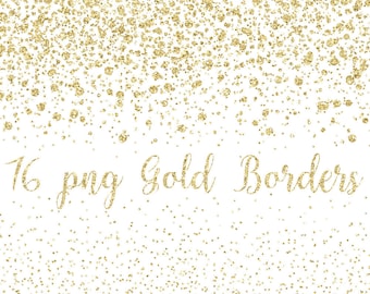 Gold Glitter Border, Confetti Borders,clipart gold, glitter clip art, sparkly, dots, invitation, wedding, png clipart