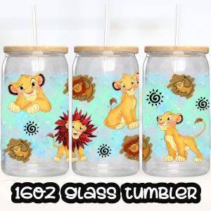 Anime Cartoon Lion King Cup PNG File DIGITAL DOWNLOAD 16oz Glass Tumbler Design, 16oz Libby Cup Wrap
