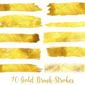 Gold Foil Brush Strokes Clipart, Gold Glitter Clipart, Gold Confetti, Gold splotches, Gold Splashes, Texture