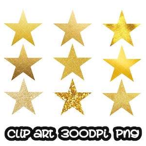 Estrela de ouro, estrelas clip art, estrelas brilhantes, folha de ouro, clipart digital, cartões, convitesrt, PNG