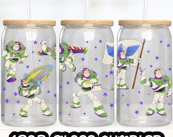 Anime Cartoon Toy Story Buzz Lightyear Cup PNG File DIGITAL DOWNLOAD 16oz Glass Tumbler Design, 16oz Libby Cup Wrap