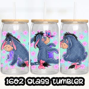 Anime Cartoon Winnie The Pooh Eeyore Cup PNG File DIGITAL DOWNLOAD 16oz Glass Tumbler Design, 16oz Libby Cup Wrap