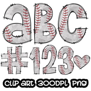 May include: A set of grey and red baseball-themed alphabet letters and numbers, including A, B, C, #, 1, 2, and 3. The letters and numbers are outlined in black and have red stitching. There is also a red heart with stitching.