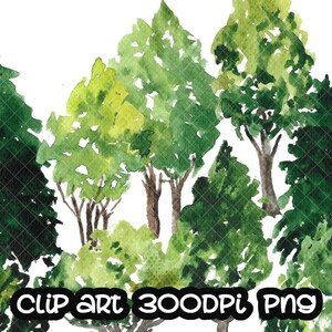 Tree Trees Handpainted watercolor, woodland, forest floral, digital clipart, cards, invitationsrt Free Commercial Use PNG