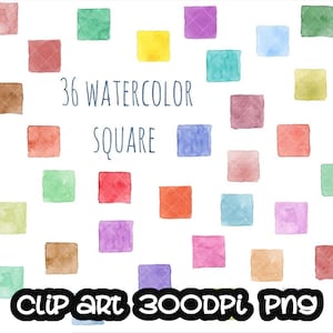 Vierkante aquarel, handgeschilderde aquarel, digitale clipart, kaarten, uitnodigingskaarten, veelkleurig, kleurrijk png
