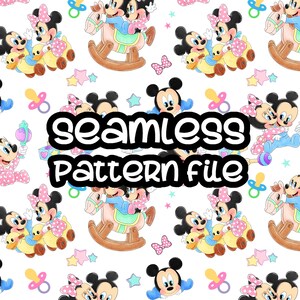 Padrão sem emendas para bebês e crianças da Minnie Mickey Mouse, fundo de papel digital para download em JPG