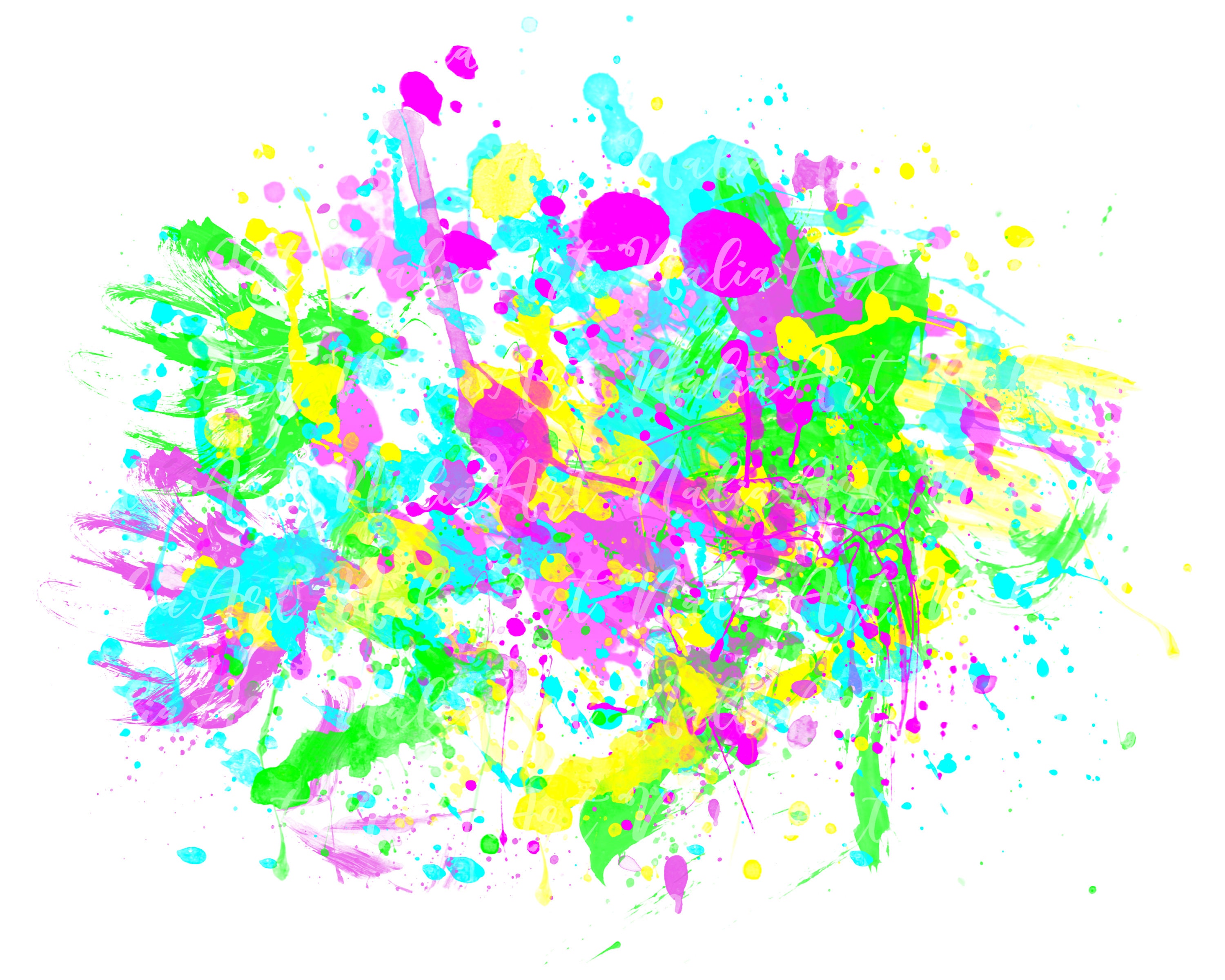 Yellow Pink Purple Blue Paint Splatter - Splatter - Sticker