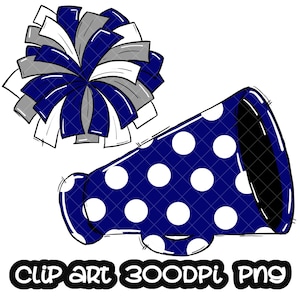 Cheer Poms megafoon voetbal blauw zilver Digitale download cheerleader cheerleading sublimatie sportontwerp Schoolteam sublimatie, kunst png
