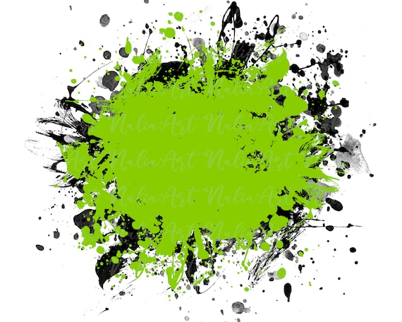 Background Paint Splatter Green Black | Splash Frame | Splatter Background  | Printable Artwork I Digital File | Sublimation PNG
