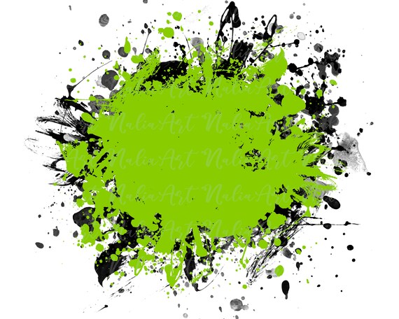 Background Paint Splatter Green Black Splash Frame Splatter