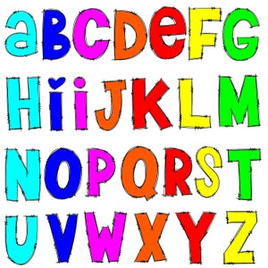 Doodle Letters Clipart, Letters Clip Art, Digital Clipart, Numbers Clip ...