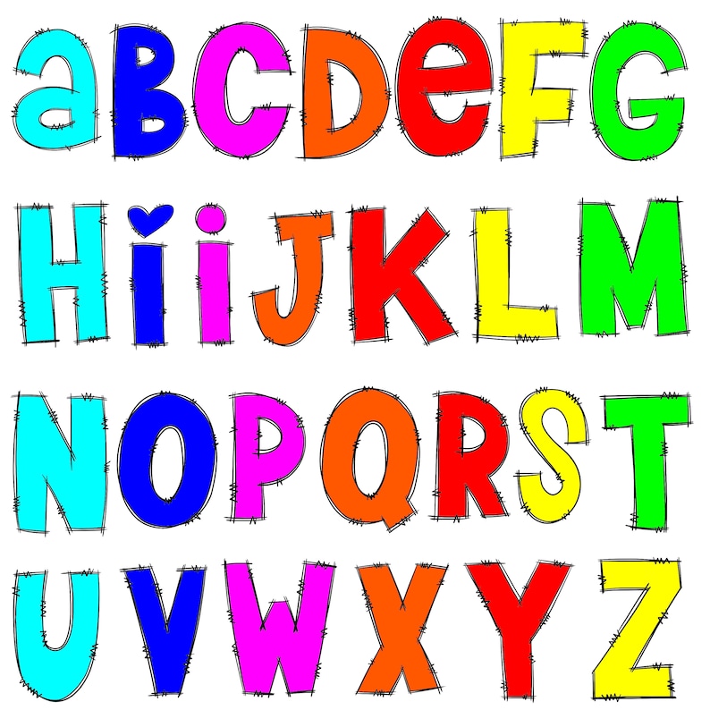 Doodle Letters Clipart Letters Clip Art Digital Clipart - Etsy