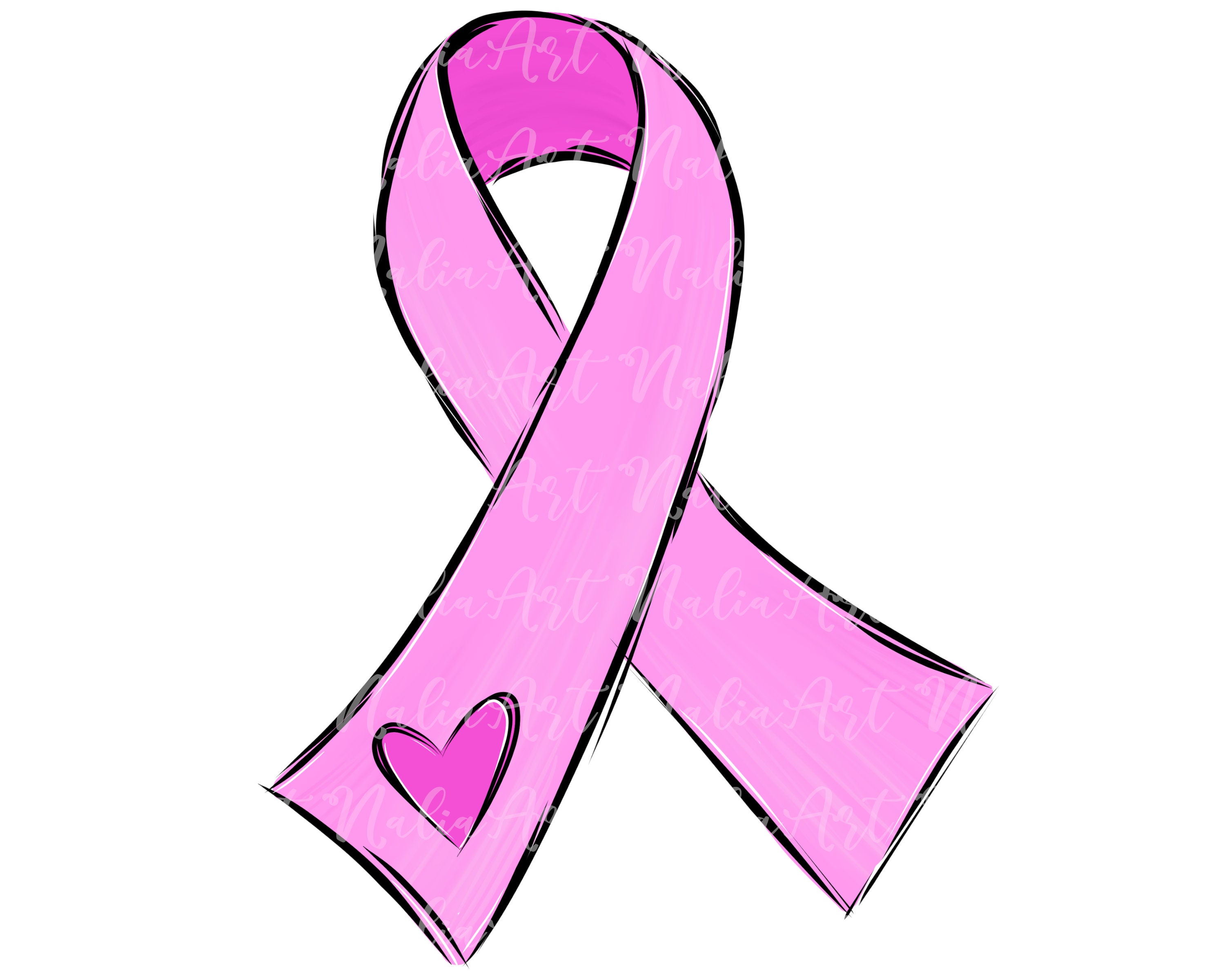 Pink Ribbon Heart Doodle Sublimation PNG Breast Cancer Awareness Printable  Artwork Digital File -  Denmark