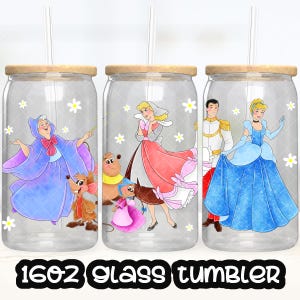 Anime Cartoon Princess Cinderella Cup PNG File DIGITAL DOWNLOAD 16oz Glass Tumbler Design, 16oz Libby Cup Wrap