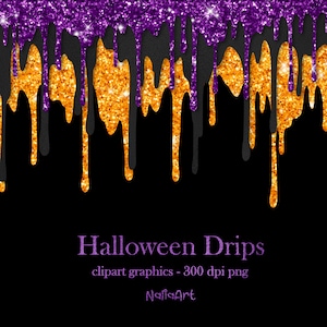 Halloween Glitzer Folie Tropfen Clipart, digitale Glitzer lila orange schwarz Clip art, PNG INSTANT DOWNLOAD