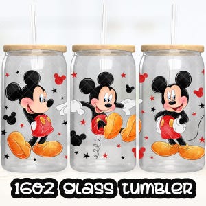 Mickey Mouse Cup PNG File DIGITAL DOWNLOAD 16oz Glass Tumbler Design, 16oz Libby Cup Wrap