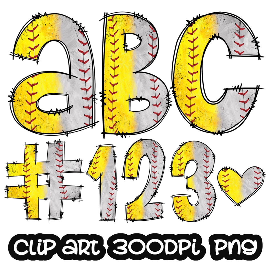Softball Baseball Doodle Letters Clipart, Letters Clip Art, Sports ...