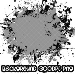 Fondo con salpicaduras de pintura gris y negra / Marco con salpicaduras / Fondo con salpicaduras / Ilustración imprimible I Archivo digital / Sublimación PNG