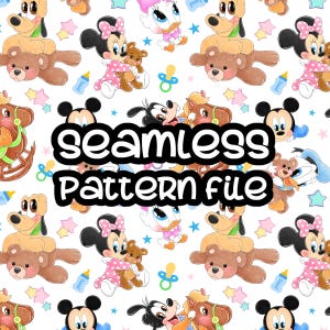 Padrão sem emendas para bebês e crianças da Minnie Mickey Mouse, fundo de papel digital para download em JPG