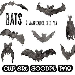 Halloween Bat, nietoperze, Malowane ręcznie akwarele, cyfrowe cliparty NATYCHMIASTOWE POBIERANIE
