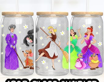 Anime Cartoon Princess Cinderella Cup PNG File DIGITAL DOWNLOAD 16oz Glass Tumbler Design, 16oz Libby Cup Wrap