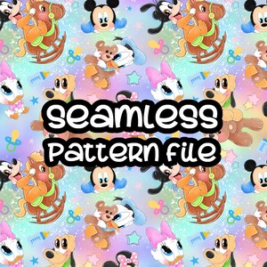 Padrão sem emendas para bebês e crianças da Minnie Mickey Mouse, fundo de papel digital para download em JPG