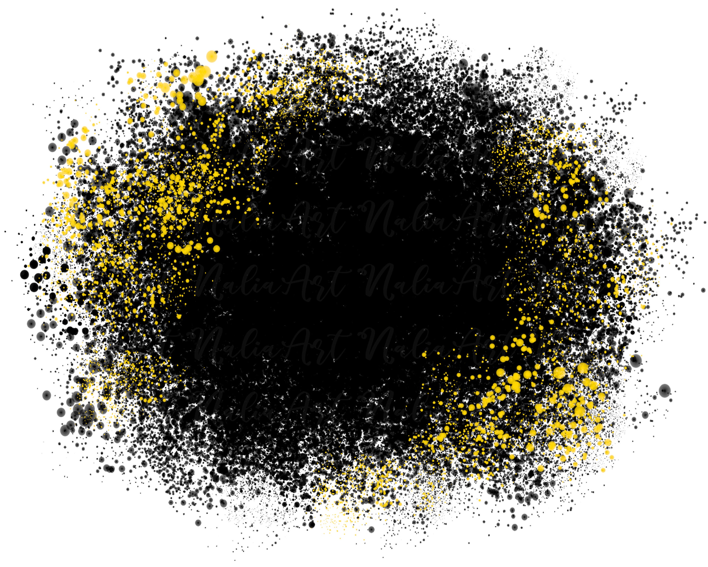 Background Paint Splatter Black Yellow Splash Frame Splatter Background