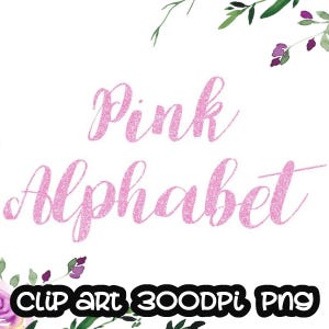 Pink Glitter Alphabet Clip art, Pink Alphabet, Digital clipart, Font, Letters cards, invitationsrt, PNG