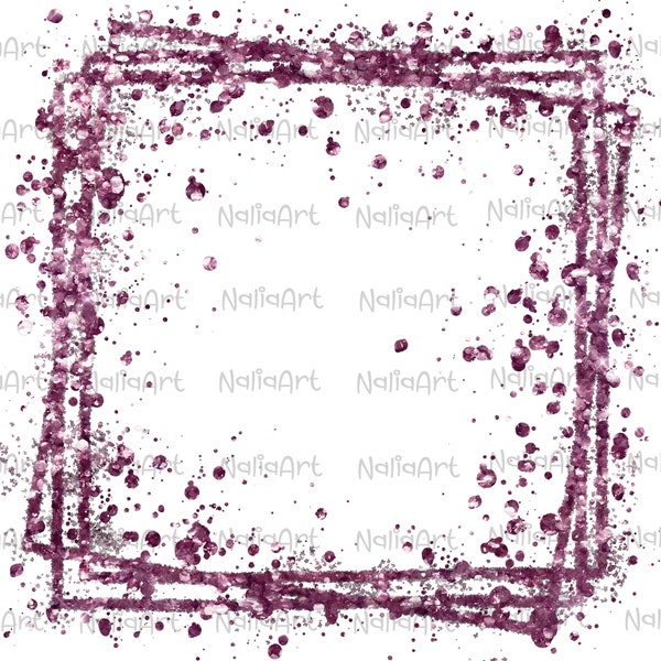 Rahmen Splatter Lila Glitzer Confetti Hintergrund | Druckbares Kunstwerk | Spritzrahmen | Farbspritzer Hintergrund | Sublimation PNG