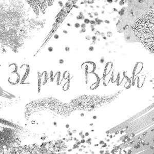 Silver Brush Strokes Clipart, Silver Glitter Clipart, Silver Confetti, Silver splotches, Silver Splashes