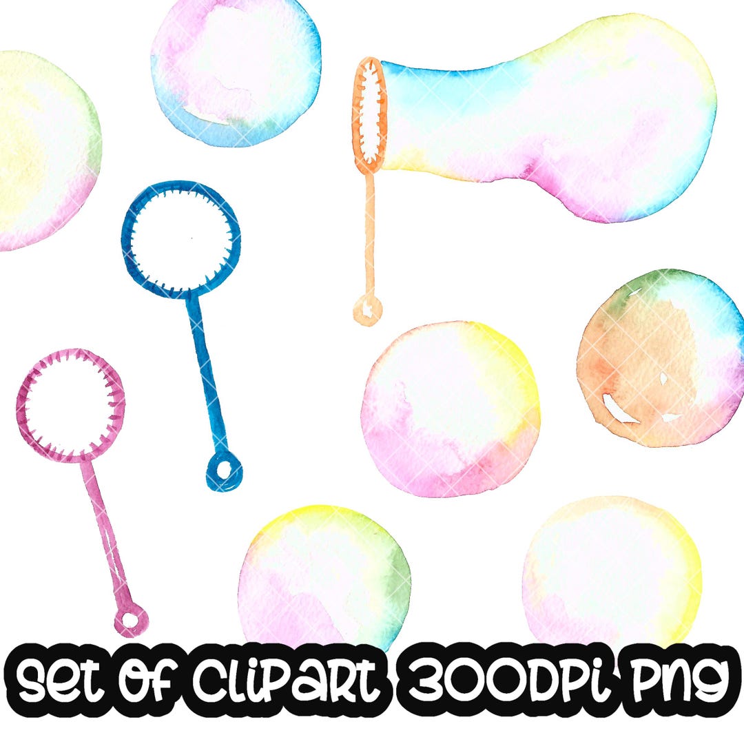 Set of Bubbles Rainbow Clip Art Watercolor Handpainted Digital Clipart ...