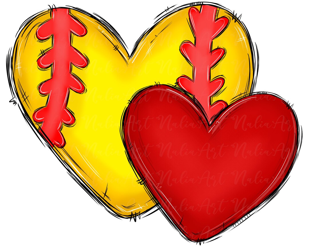 Heart Softball Heart Red PNG Sport Heart Heart Etsy