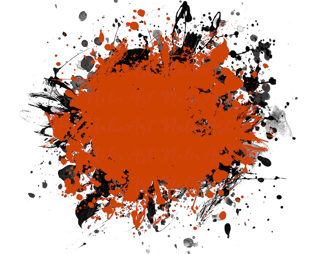 Background Paint Splatter Orange Black Splash Frame Splatter Background
