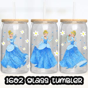 Anime Cartoon Princess Cinderella Cup PNG File DIGITAL DOWNLOAD 16oz Glass Tumbler Design, 16oz Libby Cup Wrap