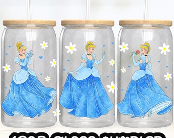 Anime Cartoon Princess Cinderella Cup PNG File DIGITAL DOWNLOAD 16oz Glass Tumbler Design, 16oz Libby Cup Wrap