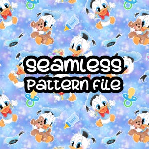 Padrão sem emenda do bebê do Pato Donald, Mickey Mouse e amigos, papel de fundo digital para download em JPG