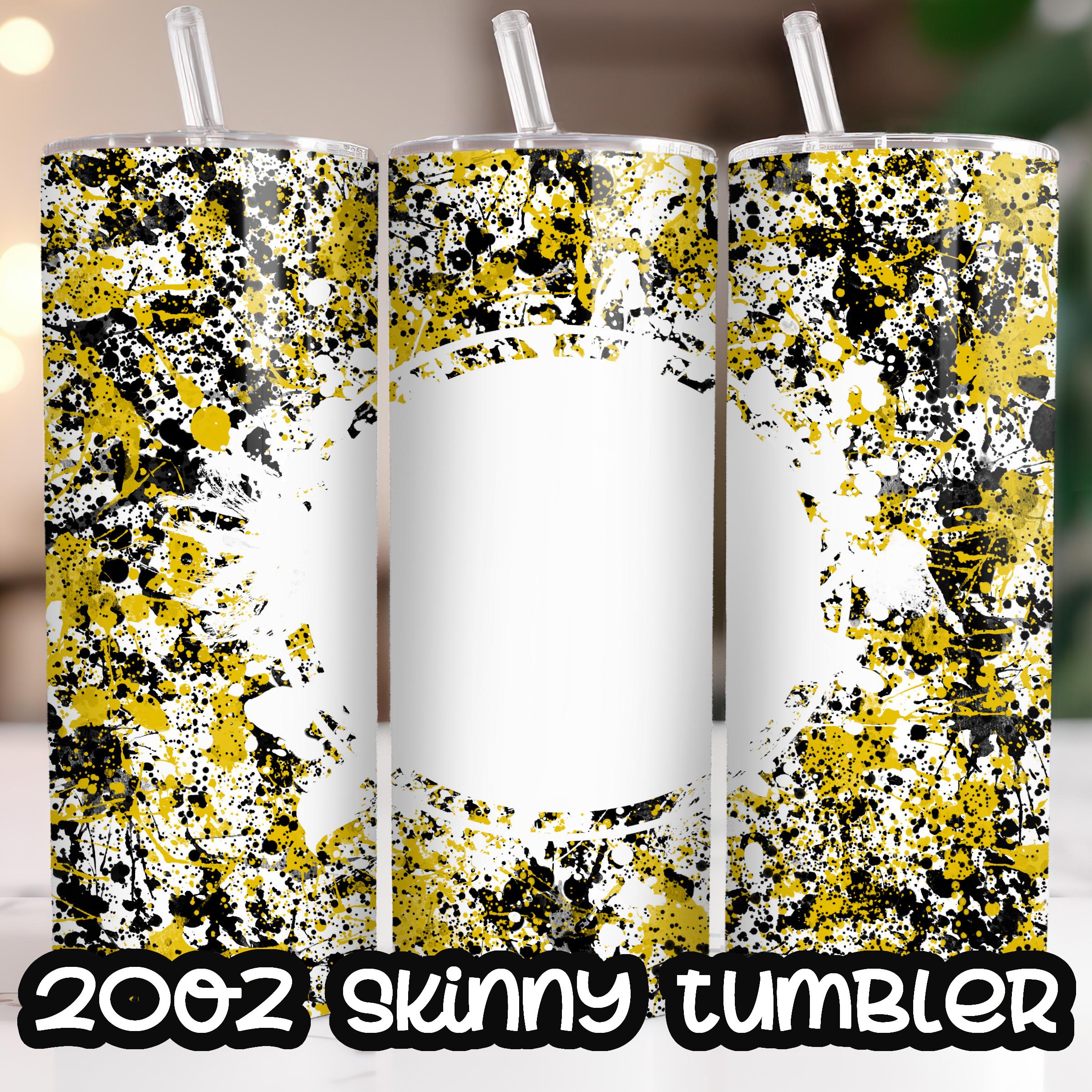 20oz Skinny Tumbler Template Tumbler Straight Yellow and Black Power Wash Add School Logo Design Digital Download PNG Add Your Own Name Text